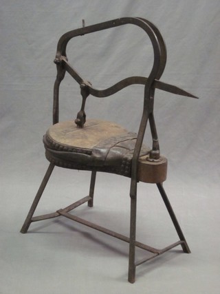 A pair of iron and elm blacksmiths bellows by N Benard of Marmand