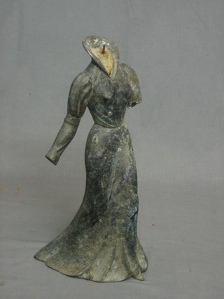 A spelter figure of a standing lady 15" (f)