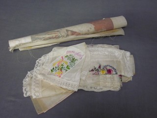 3 silk printed pictures of Edward VII and Queen Alexandra, together with a quantity of WWI embroidered silk handkerchiefs