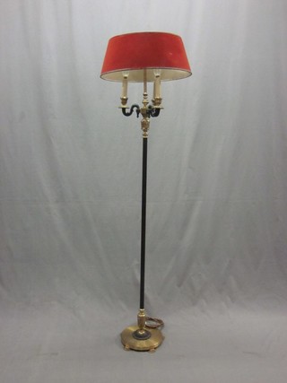A handsome Regency style Ormolu and bronze  3 light standard lamp raised on a fluted column