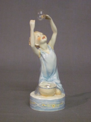 A Royal Worcester figure - Seated Bubble Girl, base with purple RW mark and 3160
