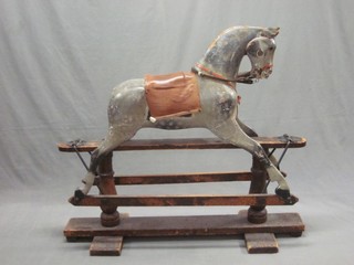 A Victorian dapple grey rocking horse