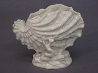 A 19th Century blanc de chine glazed scallop shaped porcelain vase 4"