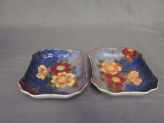 A pair of Royal Doulton rectangular shaped dishes with floral decoration, the reverse marked Royal Doulton 8 1/2"