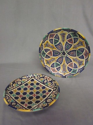2 Isnic circular pottery chargers 13" and 11"