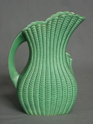 A Sylvac green glazed waisted vase, base marked 1281 Sylvac 10"
