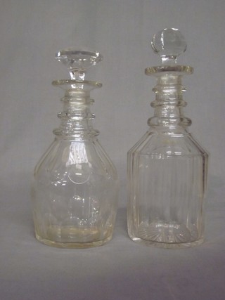 2 Georgian ring neck decanters and stoppers