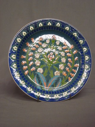 A Continental circular pottery charger, the reverse marked Specially handmade Galari Cini, 12"