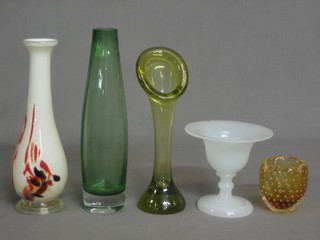 5 various Art Glass vases