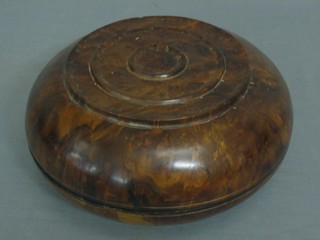 A circular walnut trinket box 8"