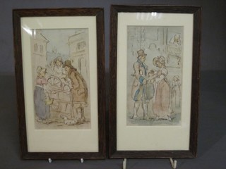 Rowlinson?, 6 watercolour drawings "18th Century Street Figures" 6" x 4"