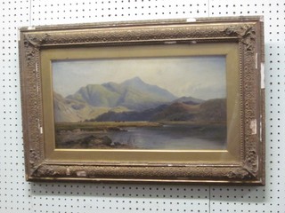 A Victorian watercolour "Welsh Mountain Lake Scene" labelled to the reverse On the waters North Wales 10" x 18"