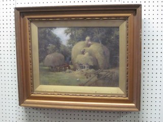 F Ayton Symington?, oil on canvas "Hay Making Scene" signed and dated 1919? 10" x 14"