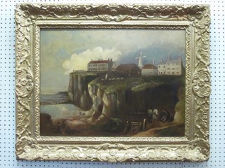 Oil on canvas "Coastal Scene Old Rottingdean", reputedly hung in the White Horse and previously purchased from Harold Bennett Auctioneers of Hove 18" x 23" (re-lined)