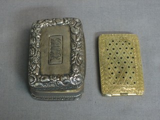 A George III rectangular embossed silver vinaigrette with pierced grill (hinge f) London 1778 2 ozs