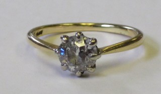 A lady's 18ct yellow gold dress/engagement ring set a solitaire diamond