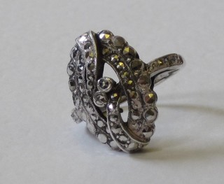 A lady's silver marcasite dress ring