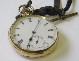 A gentleman's open faced pocket watch by Compton of Honiton contained in an 18ct gold case (missing second hand)