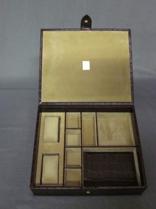 A rectangular leather jewellery box by Aspinal of London