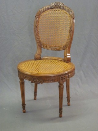 A Continental walnut chair with woven cane seat and back