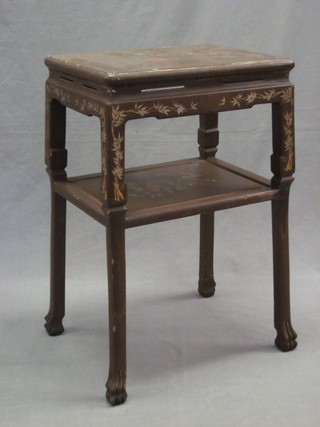 An  Oriental rectangular lacquered 2 tier occasional table 17"