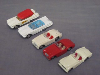 A Corgi model Triumph TR2, 2 Austin Healey and 2a Corgi Ford Thunderbirds