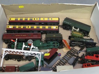 A Triang assorted Hornby OO/HO railway comprising locomotive and tender, 2 passenger coaches, Royal Mail coach etc