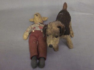 A Merrythought figure of a Terrier with Merrythought hygienic stud 7" and a figure of a mouse 15" (2)