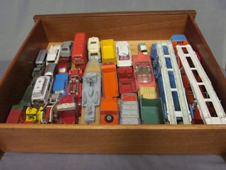 A Dinky Toy Corvette battle ship, a Dinky Routemaster double decker bus no.289 and a collection of toy cars etc
