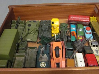 A Dinky Chieftain tank and other military vehicles etc