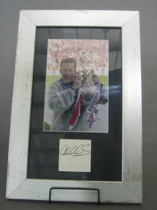 A coloured photograph of Alan Curbishley with signature together with a signed picture of a Bolton Wanderers FC player and do. AC Milan, all framed   11" x 7"