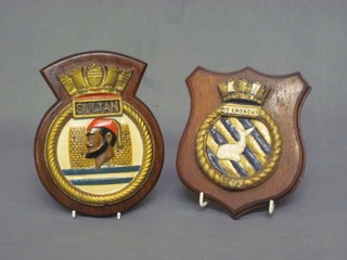 A metal Naval ships plaque for HMS Salton and 1 other