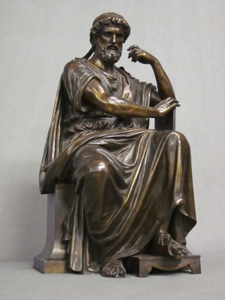 A fine 19th Century bronze figure of a seated Socrates after Laiment 18"