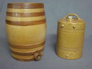 A Doulton and Watts circular salt glazed barrel 15", together with a Compactum pattern barrel 10"