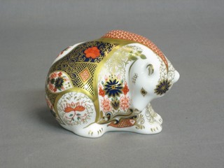 A Royal Crown Derby figure of a seated Polar Bear, the base marked MMII 3"