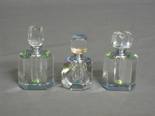 3 small glass scent bottles 2"