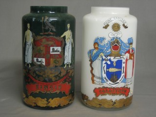 2 reproduction Victorian glass drug jars, 1 marked Zingib and the other Gologynth 12"