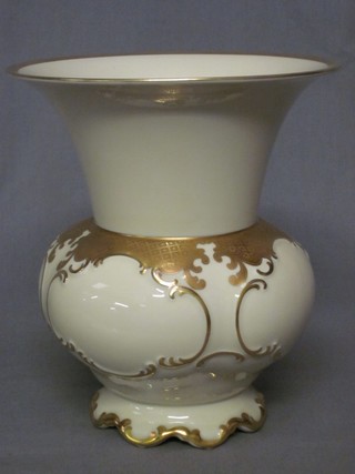 A LHS Bavarian porcelain flared shaped cylindrical vase 8"