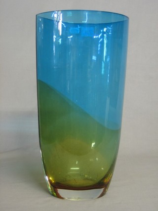 A tall Murano blue glass vase, the base marked Venani 15"