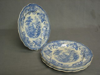 4 19th Century Royal Cottage pattern dinner plates 10"