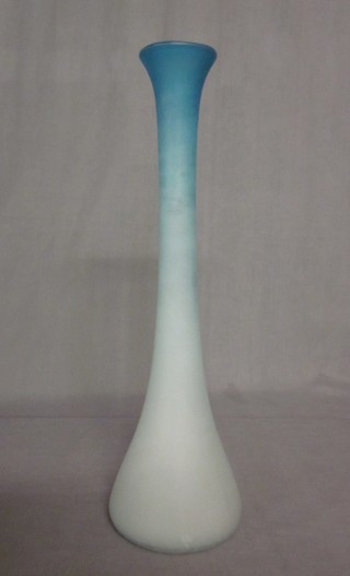 A  Victorian turquoise acid etched tall glass specimen vase 21"