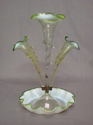 A green glass epergne 16"