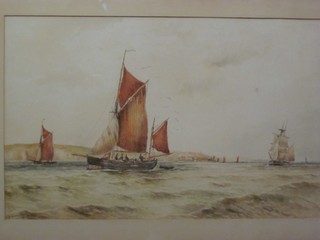 A 19th Century watercolour drawing "Shipping Off The Norman Coast" 15" x 24"