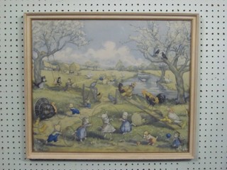 A coloured print after Molly Brett "Spring Time on the Farm" 17" x 20"