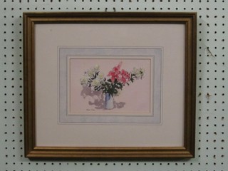 Gerald Robert Tucker, watercolour drawing "Vase of Flowers" 5" x 8"