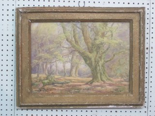F G Golden Short, watercolour "Oak Tree in Woods" 10" x 14" signed and dated 1929