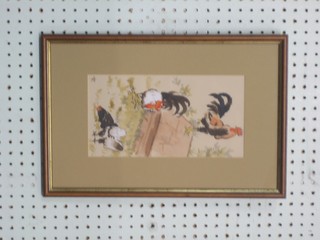 Tony Strong, watercolour drawing "Chickens" monogrammed TS 10" x 5 1/2"