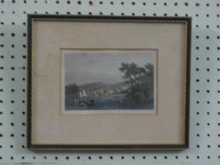 19th Century coloured print after Tallom "Bowness From Bille Island, Windermere" 4" x 6"