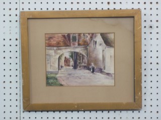 D Griffin, Continental watercolour "Arch with Figure" 6 1/2" x 8 1/2" signed and dated 1908