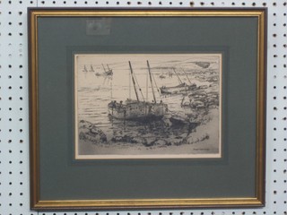 Hugh Campbell, an etching "Fishing Boat" 7" x 10"